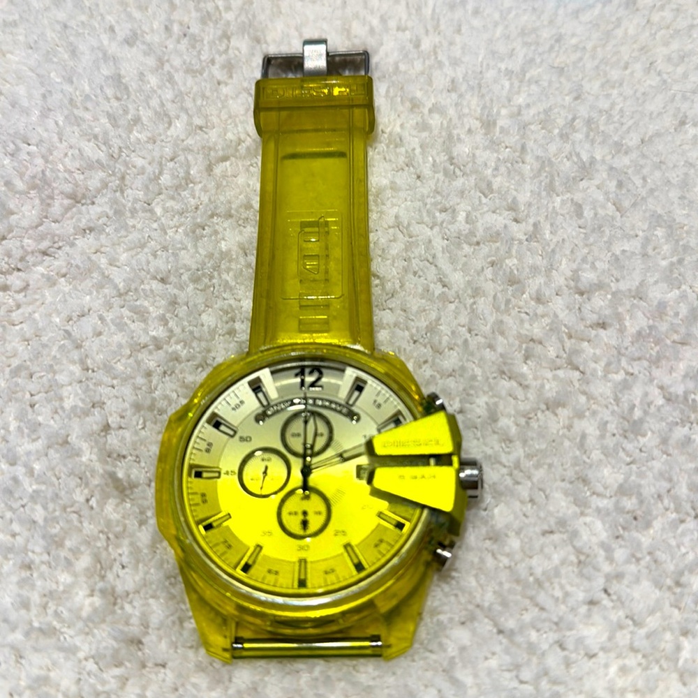 Diesel yellow translucent watch